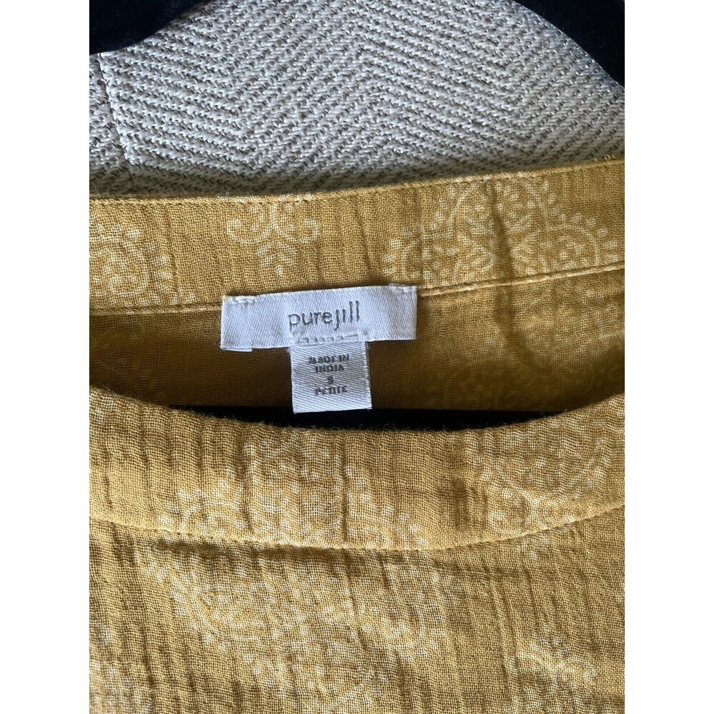 Pure J. Jill Petite Small Relaxed 100% Cotton Top Yellow Boho Chic Western Soft - Picture 8 of 8